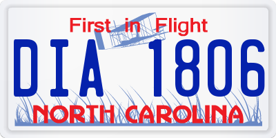 NC license plate DIA1806