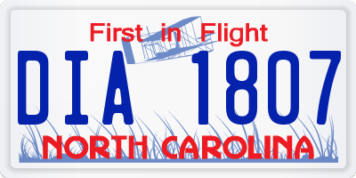 NC license plate DIA1807