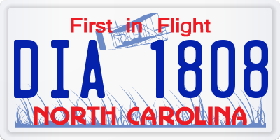 NC license plate DIA1808