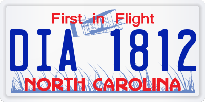 NC license plate DIA1812