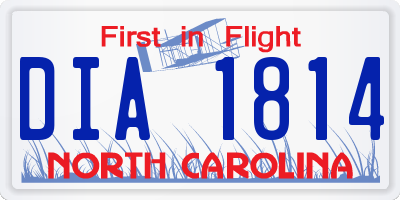 NC license plate DIA1814