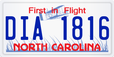 NC license plate DIA1816