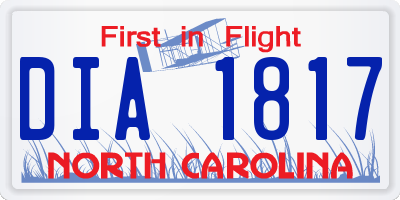 NC license plate DIA1817