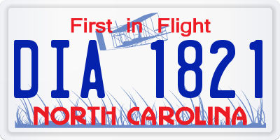 NC license plate DIA1821