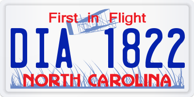 NC license plate DIA1822