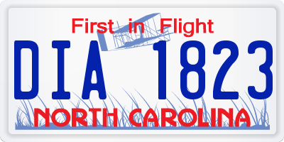 NC license plate DIA1823