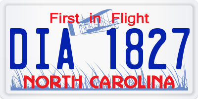 NC license plate DIA1827