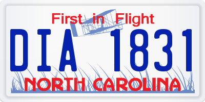 NC license plate DIA1831