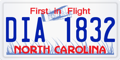NC license plate DIA1832