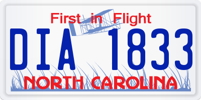 NC license plate DIA1833