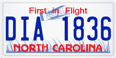 NC license plate DIA1836