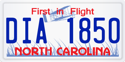 NC license plate DIA1850