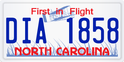 NC license plate DIA1858
