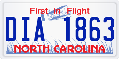 NC license plate DIA1863