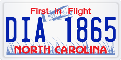 NC license plate DIA1865