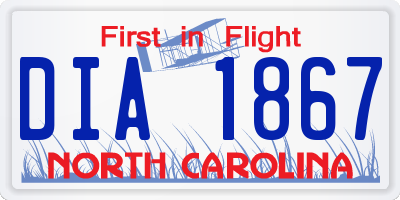 NC license plate DIA1867