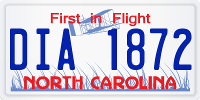 NC license plate DIA1872