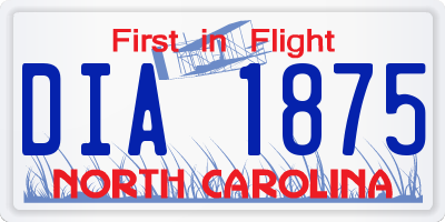 NC license plate DIA1875
