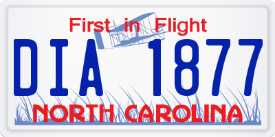 NC license plate DIA1877