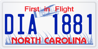 NC license plate DIA1881