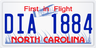 NC license plate DIA1884