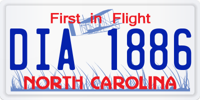 NC license plate DIA1886