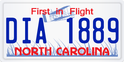 NC license plate DIA1889