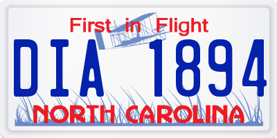 NC license plate DIA1894