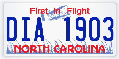 NC license plate DIA1903