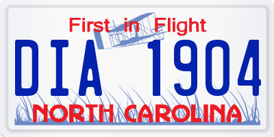 NC license plate DIA1904