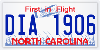NC license plate DIA1906
