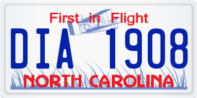 NC license plate DIA1908