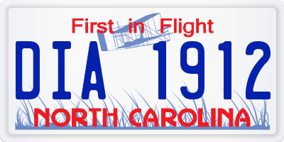 NC license plate DIA1912