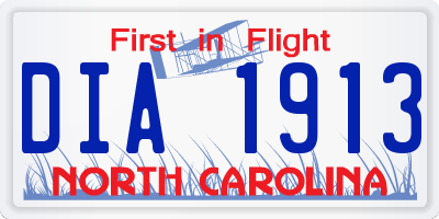 NC license plate DIA1913