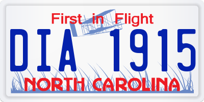NC license plate DIA1915