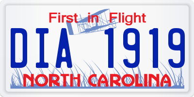 NC license plate DIA1919