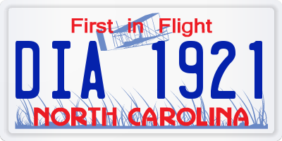 NC license plate DIA1921