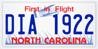NC license plate DIA1922