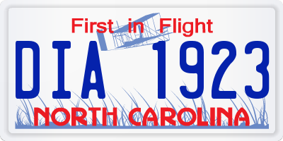 NC license plate DIA1923