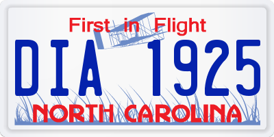 NC license plate DIA1925