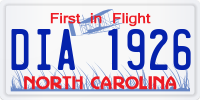 NC license plate DIA1926