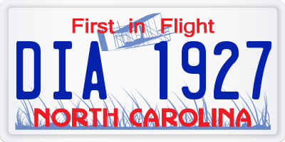 NC license plate DIA1927