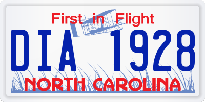NC license plate DIA1928