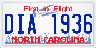 NC license plate DIA1936