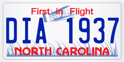 NC license plate DIA1937