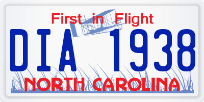 NC license plate DIA1938