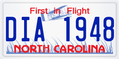 NC license plate DIA1948