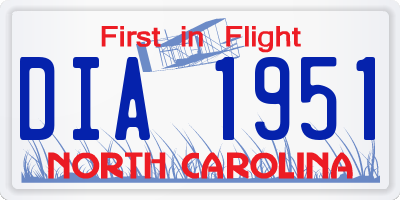 NC license plate DIA1951