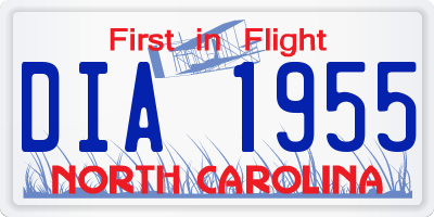 NC license plate DIA1955