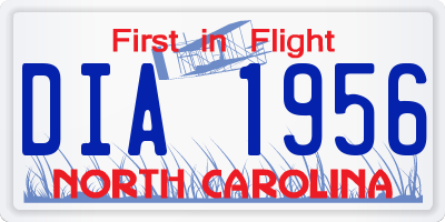 NC license plate DIA1956